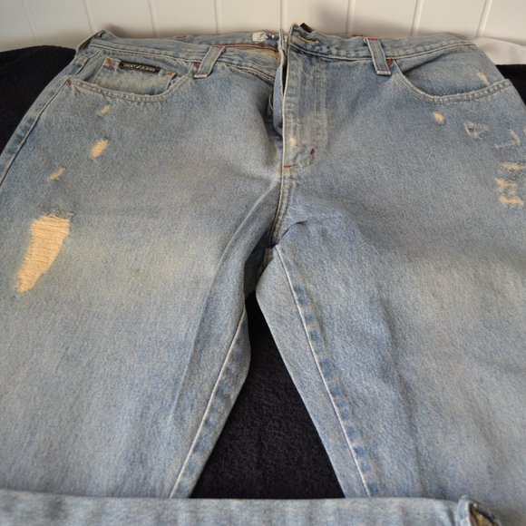 DKNY DISTRESSED RED STITCHING VINTAGE RARE MEN'S JEANS. SIZE 38/32 - Picture 9 of 11